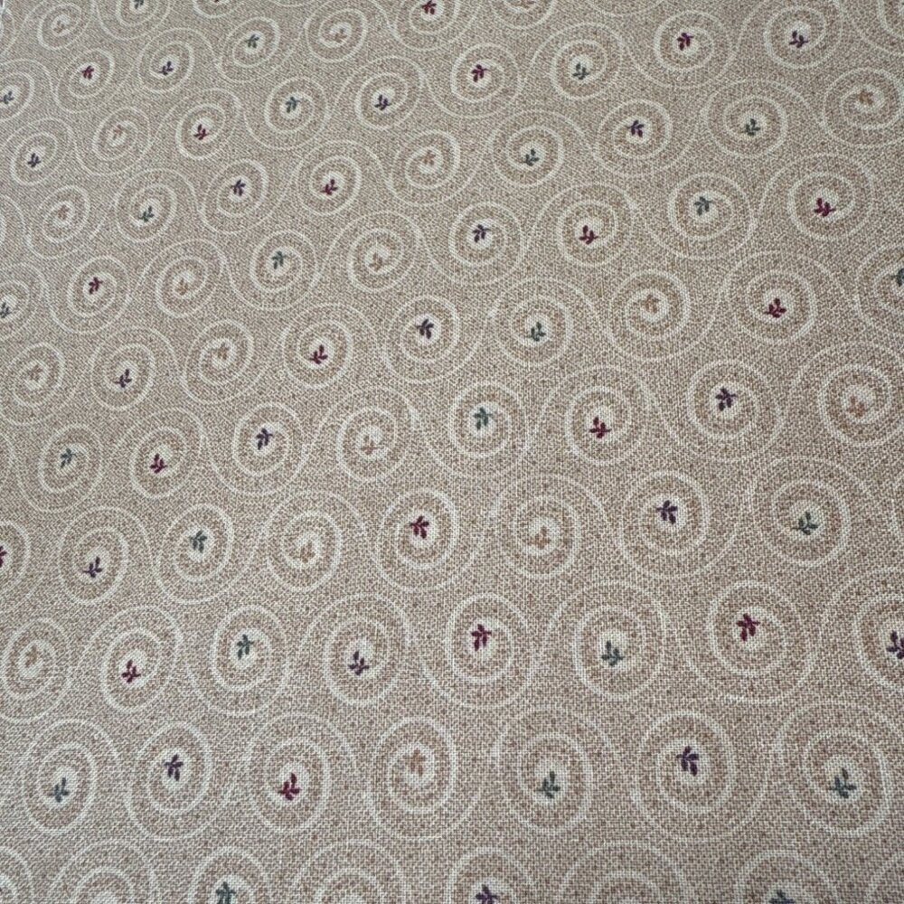 Bees N Blooms Quilting Cotton Fabric 14x44" Tan Swirl Pattern with Tiny Florals